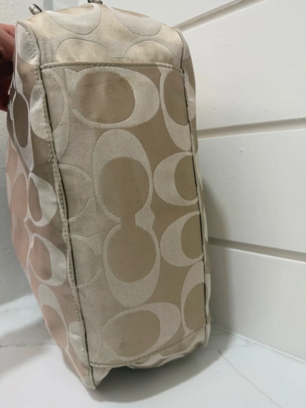 Vintage Coach Signature Op Art Tote – Champagne & Gold